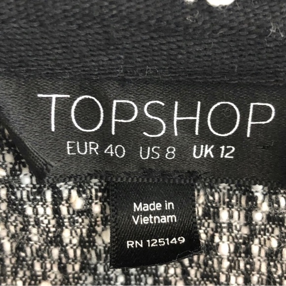 Topshop white & gray tweed faux wrap skirt, size 8 - Picture 3 of 4